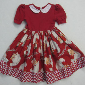 Vintage Girls Santa Claus Christmas Dress Retro